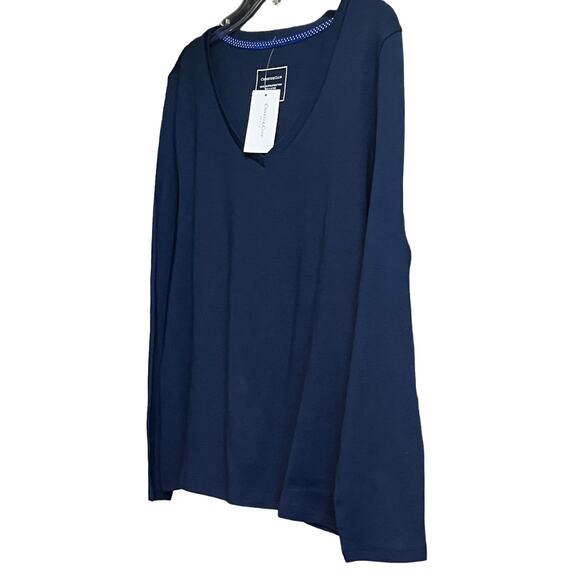 CHARTER CLUB LONG SLEEVE V-NECK TOP, INTREPID (NAVY) BLUE, PET/XXL, CASUAL, NWT - Picture 3 of 11